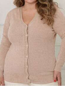 New Women's Plus Size Modal Knit Cardigan - 紫紅色 - 查看 1