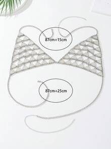 1pc Women's Triangle Metal Chest Chain, Chic Accessory For Party, Music Festival, Valentine's Day Gift - Silver - View 6