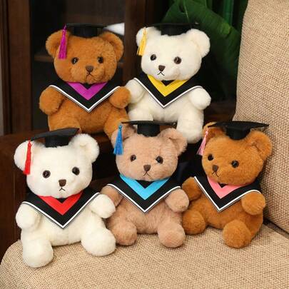 1pc Super Cute Tie-Dye Teddy Bear Graduation Plush Doll, Doctoral Gown Teddy Bear Doll, Warm Graduation Commemorative Gift, Doctoral Student Creative Decor, Adorable Graduation Gift For Mentor And Students, Graduation Blessing Party Decor Teddy Bear Pillow