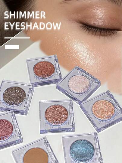 Faiccia Paleta de sombras de ojos monocromática con estilo de mezclilla, tonos neutros terrosos con sombras de ojos brillantes y con brillo, sombras de ojos chispeantes
