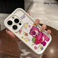 Miniso Disney Toy Story Lotso Strawberry Full Print Phone Case For IPhone 17/17 Pro/17 Pro Max/17 Air/16/15/14/13/12/11/X Series, IPhone 17 Pro Max Phone Case, IPhone 17 Pro Phone Case, IPhone 17 Phone Case, Christmas Gift For Girlfriend - White - View 1