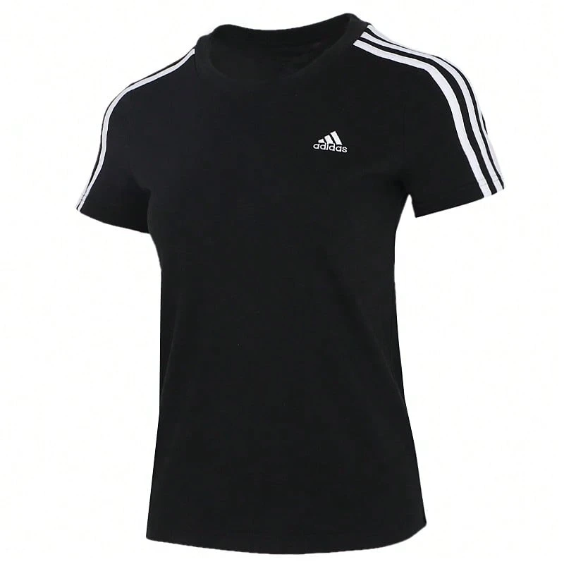 Adidas Áo thun ngắn tay nữ, cỡ W 3S T, trang phục thường ngày, GL0784 - Đen/Trắng - Xem 1