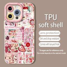 Tema de collage de postre de fresa con conejito rosa adorablefunda de teléfono Fundas compatibles con ,Apple,VIVO,OPPO,,, y Honor.Fabricadas en silicona TPU,ofrecen protección contra golpes y caídas. - Blanco - Ver 5