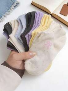 5 Pairs Women's Striped Mid-Calf Socks, Suitable For All Seasons, Random Colors - Multicolor - View 4