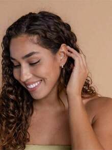 1 par de pendientes de aro con circonita completamente cubiertos de rhinestones, diseño único y elegante para mujeres - Plateado - Ver 6