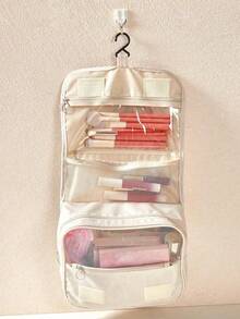 1 pieza Bolsa de maquillaje portátil multifuncional para viajes, bolsa de almacenamiento de cosméticos de varias capas, organizador colgante impermeable de artículos de tocador, bolso de gran capacidad, adecuado para artículos de tocador, bolígrafos, pinceles de sombra de ojos, toallas sanitarias, lápiz labial, lápices de maquillaje, brillo de labios, cuidado de la piel, electrónicos, gran regalo para madres, amigos, maestros, regalo perfecto para vacaciones - Multicolor - Ver 20