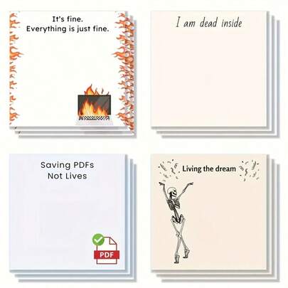 4 Packs Funny Sticky Notes, 3x3 Inches, 50 Sheets Per Pack, Suitable For School, Office, Home, Student & Teacher Gift, Back To School Essential