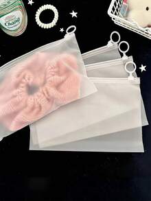 1/5/10/20/50个装透明磨砂拉链袋，适用于内衣、化妆品、文具、旅行收纳，可用作旅行整理包、化妆包、旅行收纳袋、大容量化妆品收纳盒、化妆箱，可存放口红、化妆刷、护肤品、手机、硬币、小物件，也适用于居家、送礼、度假和节日（万圣节、圣诞节），多功能，波西米亚风格 - 彩色 - 查看 3