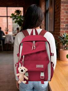 Shendy Vendy Backpack With Large Capacity, 5-Piece Set Fashionable Cool Youth Backpack Pencil Case Laptop School Student - MOD100 紅色 - 查看 2