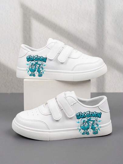 1 Pair Affordable & Fashionable Casual Sports Shoes For Kids, Basketball Sneakers Suitable For Daily Wear And Outdoor Activities, Christmas Gift, Outdoor Play Shoes, Funny Printed Shoes, Breathable Material, Flexible Sole, Children Sports Shoes, Athletic Shoes, Holiday Gift, 2D Flat