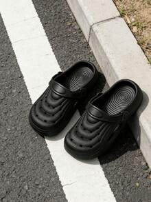 Men's EVA Breathable Clogs, Unisex Perforated Slippers For Indoor/Outdoor Home Use - Black - View 5