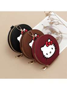 SANRIO 1个三丽鸥Hello Kitty PU皮革零钱包，拉链封口，可爱小巧，可作钥匙扣，适合日常使用，女士钱包，迷你钱包，零钱包，小钱包，可爱钱包，旅行必备夏季钱包 - 彩色 - 查看 5