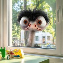 1pc Cute Ostrich Window Sticker, Playful Peekaboo Design, Self-Adhesive Easy To Apply, Lively Decorative Accent For Glass Windows - Multicolor - View 4