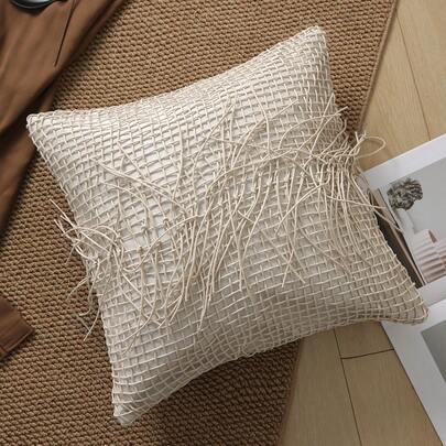 1 chiếc vỏ gối dệt tay kiểu sang trọng nhẹ nhàng, vỏ gối sofa lưới giả da, vỏ gối trang trí hình vuông, kiểu sang trọng nhẹ nhàng không có ruột gối