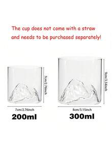 1个（200毫升/300毫升）玻璃观山茶杯，咖啡杯，奶茶杯，玻璃水杯，日式山景杯，山景杯，威士忌杯，清酒杯，酒杯，家居美容水杯，泡茶水杯，威士忌酒杯，创意复古岩石杯，硼硅玻璃，酒吧用具套装，适合派对、生日派对 - 彩色 - 查看 7