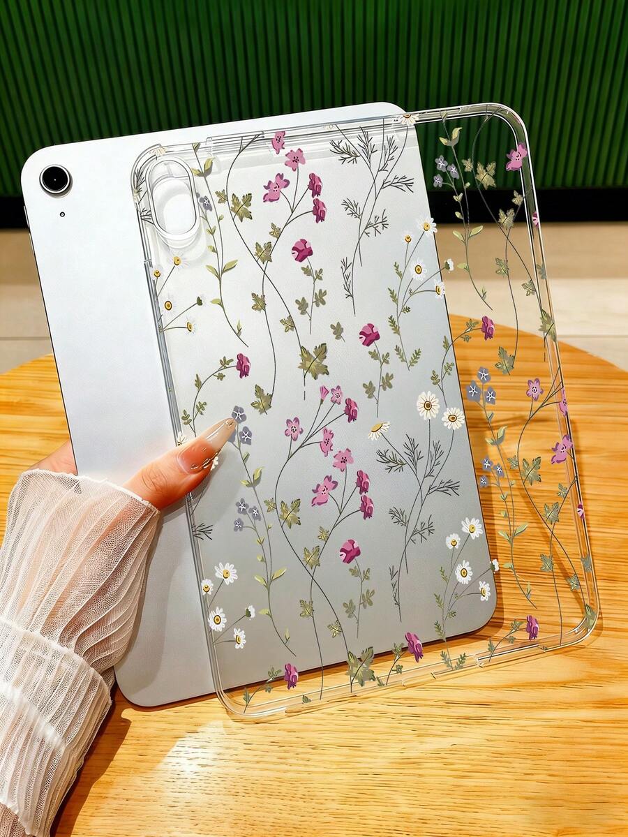 1个时尚花卉图案平板电脑保护套，TPU软边保护，防摔防刮，兼容iPad Mini 4/Mini 5/Mini 6/Mini 7/Air 1/Air 2/9.7/10.2/10.5/10.9/Pro 11/第十代/Air 11英寸 (M2)-2024/Pro 11英寸 (M4)-2024/Air 11英寸 (M3) 2025/(A16) 11英寸第十一代 2025，简约/休闲/商务/经典风格，不含触控笔 - 無色 - 查看 1