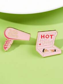 1/2 piezas Broche realista de comida y vida, diseño de caja de pizza de alta fidelidad, accesorio divertido y versátil con forma de secador de pelo, regalo expresivo y reflexivo - Multicolor - Ver 8