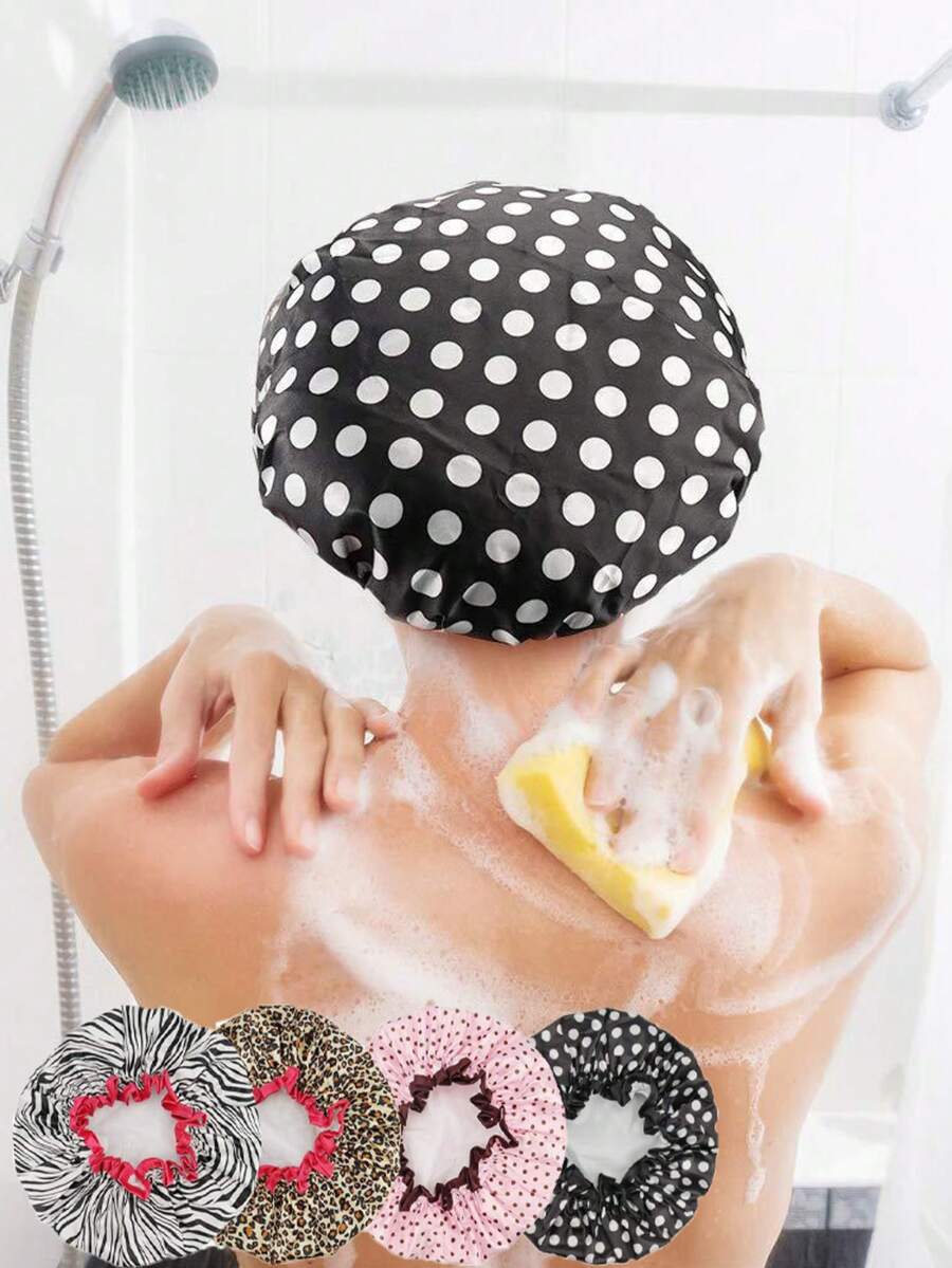 1 chiếc mũ tắm chống thấm nước hai lớp, mũ tắm nữ, mũ tắm tại nhà, mũ co giãn chăm sóc tóc, mũ chống khói dầu mỡ nhà bếp, bộ đồ dùng phòng tắm - Phiên bản dày - Xem 1