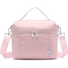 Sac à lunch isotherme, sac isotherme à double paroi, sac de pique-nique spacieux, sac bandoulière portable - Rose bonbon - Voir 1