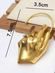1 pieza Pendientes únicos de mujer con forma de mano de metal, accesorio de pendientes de moda - Dorado - Ver 2