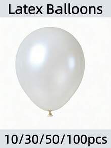 10/30/50/100pcs Black Balloon Set, Premium Matte Texture, Suitable For Birthday Party, Wedding, Valentine's Day, Anniversary, Proposal Decoration, Business Event And Photography Background Decoration. Can DIY Arch, Tabletop Decor Or Room Arrangement, Create Mysterious And Elegant Atmosphere, Show Style And Premium Feel - Pearl White - View 9