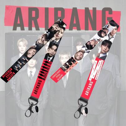 1条BT/S AIRRANG挂绳 RM Jin J-Hope Jimin V K-Pop演唱会必备粉丝身份识别颈带，可用于ID徽章、钥匙、手机、相机、U盘等，是粉丝礼物交换和日常使用的理想选择。