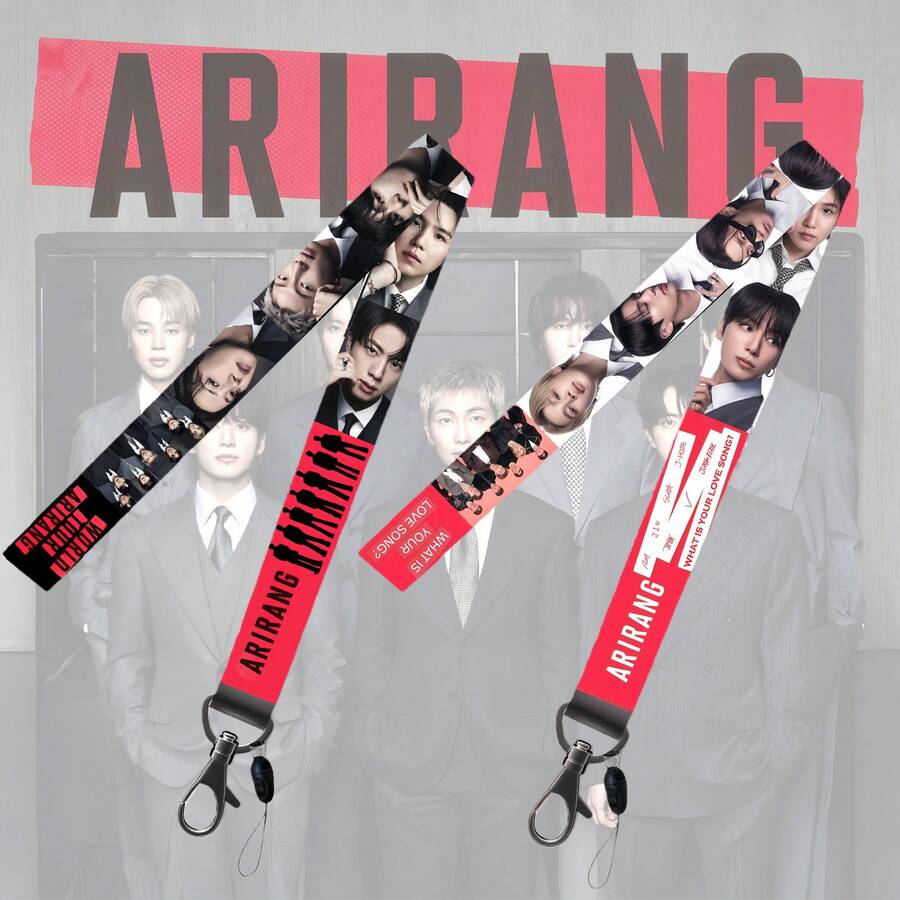 1条BT/S AIRRANG挂绳 RM Jin J-Hope Jimin V K-Pop演唱会必备粉丝身份识别颈带，可用于ID徽章、钥匙、手机、相机、U盘等，是粉丝礼物交换和日常使用的理想选择。 - 彩色 - 查看 1