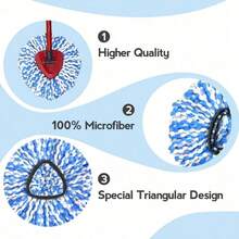 3/5 PCS Replace Heads For O-Ceda RinseClean(2 Tank System ONLY),Spin Mop Replacement Head Easy Cleaning Microfiber Replacement Machine Washable - Blue - View 4