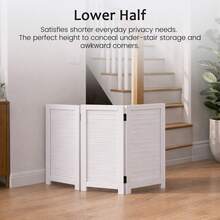 Short Room Divider 3 Panel, 51" H Modular Detachable Wall Partition, Louver & Solid Wood Privacy Screen For Clutter Concealing, Small Space Division For Home Office, White - White 1pc - View 4