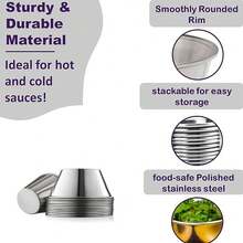 Bộ 6/12 hộp đựng nước sốt bằng thép không gỉ tái sử dụng, hộp đựng bơ, hộp đựng nước sốt bít tết, cốc nước thịt, đĩa gia vị, đĩa chấm sushi, đĩa khai vị, bát đựng nước sốt phô mai, bát đựng tương cà sáng tạo, thích hợp cho nhà hàng, nhà bếp, chuẩn bị bữa ăn, đựng nước chấm và mứt. - Nhiều màu - Xem 10
