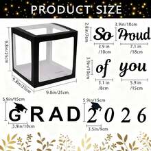 2026 Graduation Party Decoration Black Balloon Box With "Class Of 2026" And "Proud Of You" Text, Suitable For High School And College Graduation Celebration, Graduation Ceremony Supplies - Black - View 10