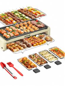 AORAN Versatile Electric Grill: Smokeless Indoor BBQ, Portable Griddle. Non-Stick, Dishwasher, Lightweight. Great For Gatherings, Outdoor Use. Durable, Quick Heat. Perfect Holiday Gift. - US B Type Plug(110-127V) - View 11