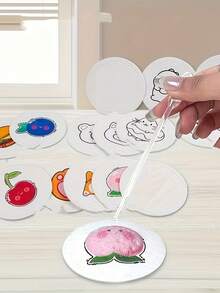 20pcs Wood Pulp Sponge Painting Set, 3D Round Water Expandable Wood Pulp Sponge, Foam Texture Paper, DIY Craft (10pcs Wood Pulp Sponge, 5pcs Dropper, 5pcs Paintbrush) - Sets - View 3