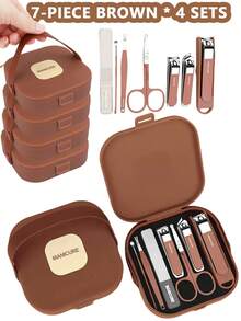 Set de cortaúñas marrón, paquete a granel, set de cortaúñas y lima de acero inoxidable, herramientas de cuidado de manos, kit de viaje portátil, regalo creativo - Multicolor - Ver 15