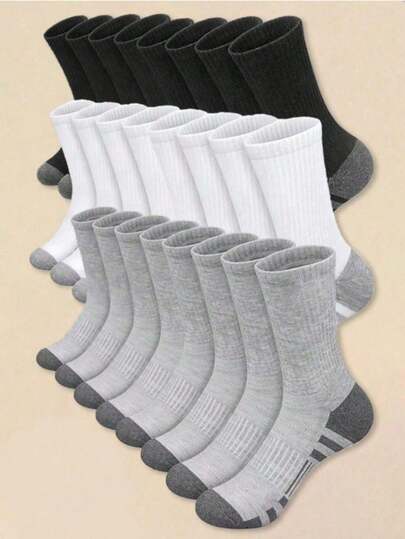 60pcs/50pcs Comfortable Sports Round Neck Tennis Socks For Men, Suitable For Outdoor And Casual Wear, All Seasons, White Antibacterial Odor-Resistant Moisture-Wicking Thick Sports Socks