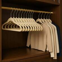 Kit 10 Adult Velvet Hangers Slim Ultra Thin Non-Slip - Beige - View 7