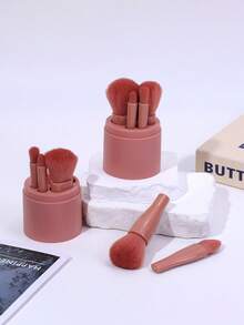 5pcs Bucket-Shaped Makeup Brush Set, Including Eyeshadow Brush, Detail Brush And Travel Brush, Suitable For Blending Liquid, Blush, Exfoliating Paste And Sunscreen. - Multicolor - View 7