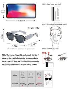 1pc Men's Square Thick Frame High-Quality Personalized Minimalist Fashion, Suitable For Travel, Leisure, Party, Beach, And Daily Wear - 11pcs - View 5