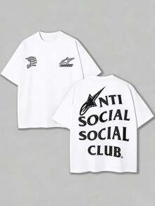 100% Cotton Double-Sided Printed T-Shirts, Social Club Prints, Essential For Easy Wearing In Summer, Micro-Elastic, Breathable, Outdoor Holiday Sports, Gifts For Racing And Beer Lovers. - 白色 - 查看 1