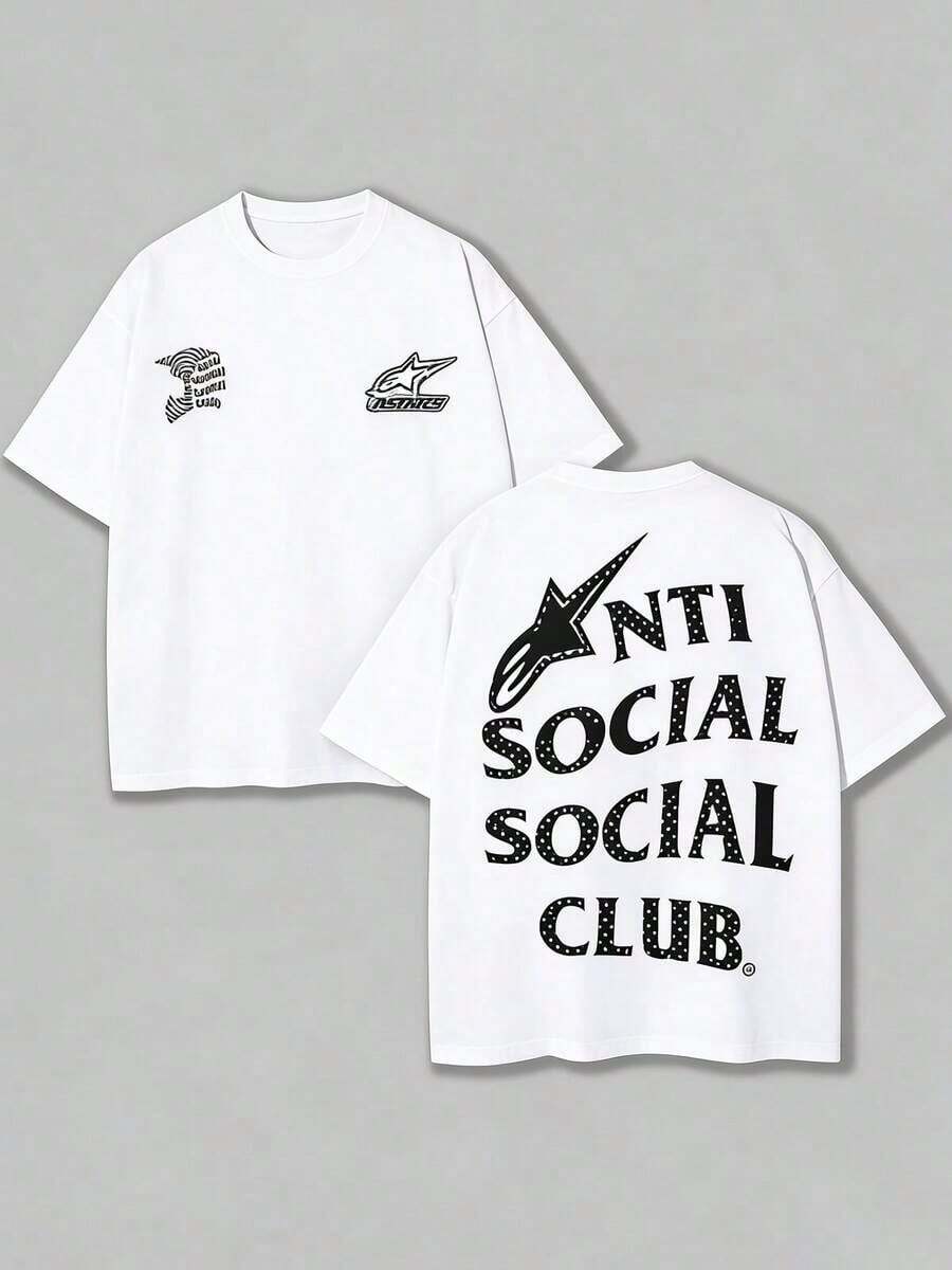 100% Cotton Double-Sided Printed T-Shirts, Social Club Prints, Essential For Easy Wearing In Summer, Micro-Elastic, Breathable, Outdoor Holiday Sports, Gifts For Racing And Beer Lovers. - 白色 - 查看 1