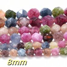 1 Chuỗi hạt đá tự nhiên cắt kim cương 6/8/10mm - Thạch anh tím, Aquamarine, Tourmaline, Agate để tự làm trang sức, vòng tay, dây chuyền, bông tai, đồ thủ công đính hạt. - Cục đá - Xem 26