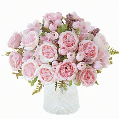 1/3 bó hoa mẫu đơn và cẩm tú cầu nhân tạo 7 bông, nguyên liệu làm bó hoa cưới, trang trí nhà cửa, nhà hàng, bình hoa, trang trí đám cưới, trang trí phông nền, vòng hoa xe cưới tự làm, trang trí cửa ra vào, nguyên liệu hoa, quà tặng ngày Valentine, trang trí mùa thu.