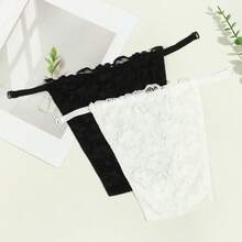 1件女士优雅黑白花卉蕾丝可拆卸领子 - 彩色 - 查看 4