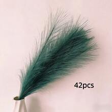 42/40/24/18/12/9/6/3pcs 55cm Elegant Realistic Dark Green Reed Grass, 1pc, Fluffy Artificial Plant, Bohemian Style Vase Decoration, Suitable For Living Space, Wedding, Halloween, Christmas, Easter, Valentine's Day, Mother's Day, Graduation And Autumn Decor - Dark Green - View 10