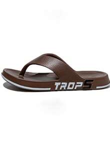 男士人字拖，软底运动凉鞋，夏季沙滩拖鞋 - 咖啡棕 - 查看 4