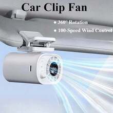 Ventilador de Clipe para Carro com Visor LED, Ventilador para Banco Traseiro, Ventiladores de Resfriamento Poderosos Recarregáveis por USB, Rotação de 360°, 100 Velocidades Ajustáveis, Ventiladores de Clipe para Carro, Acessórios para Carro - A - Visão 2