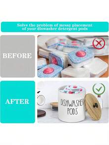 Rustic Dishwasher Capsule Holder With Lid Dustproof Bead Storage Bucket For Detergent Pods Tablets Refillable Dishwasher Pods Container Laundry Pods Organizer For Kitchen Home Detergent Block Storage Box Laundry Room Accessories Bathroom Accessories - Multicolor - View 5