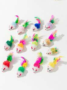 5pcs/10pcs/15pcs/20pcs Plush Mouse & Cat Toys, Helpful For Dental Health - Interactive Indoor Play And Teeth Cleaning, Random Color - Multicolor - View 3