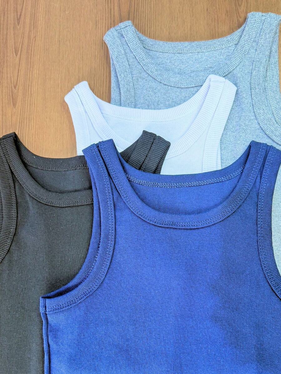 Kit Of 4 Women's Tank Tops, Premium Stylish Blogger-Style Blouse,  Winter Style, Perfect For Brazil Cup And Mother's Day. - Xanh hải quân, đen, xám và trắng - Xem 1