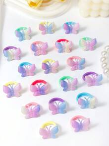 10 pièces Chouchous à oreilles de lapin en tissu 3D de couleur Maillard, jolies attaches de cheveux élastiques à fleurs, doux pour les cheveux, accessoires de cheveux quotidiens et de fête pour filles - Multicolore - Voir 8